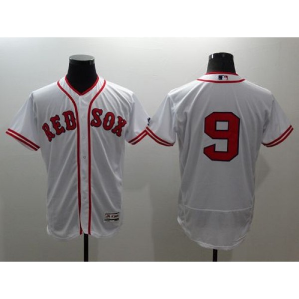 Red Sox #9 Ted Williams White Flexbase Authentic Collection Cooperstown Stitched Jersey