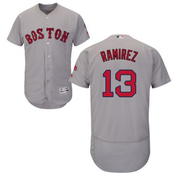 Red Sox #13 Hanley Ramirez Grey Flexbase Authentic Collection Stitched Jersey