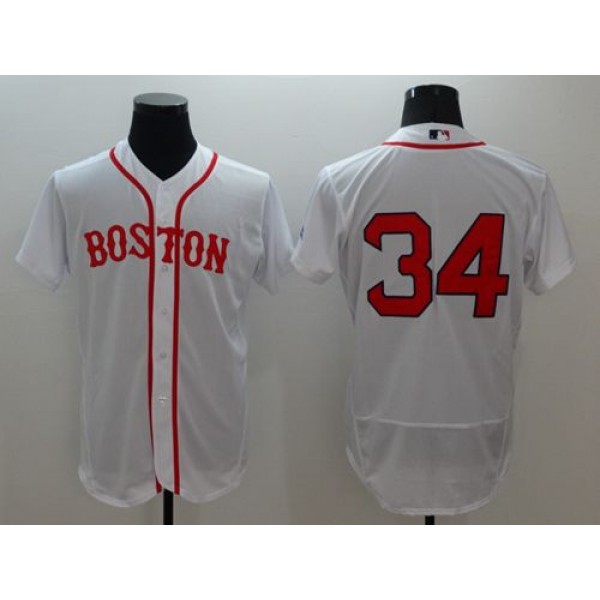 Red Sox #34 David Ortiz White Flexbase Authentic Collection Alternate Home Stitched Jersey