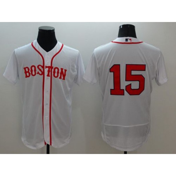 Red Sox #15 Dustin Pedroia White Flexbase Authentic Collection Alternate Home Stitched Jersey