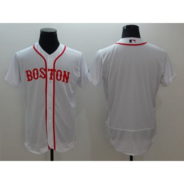 Red Sox Blank White Flexbase Authentic Collection Alternate Home Stitched Jersey