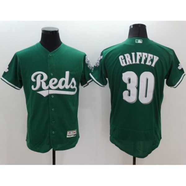 Reds #30 Ken Griffey Green Celtic Flexbase Authentic Collection Stitched Jersey