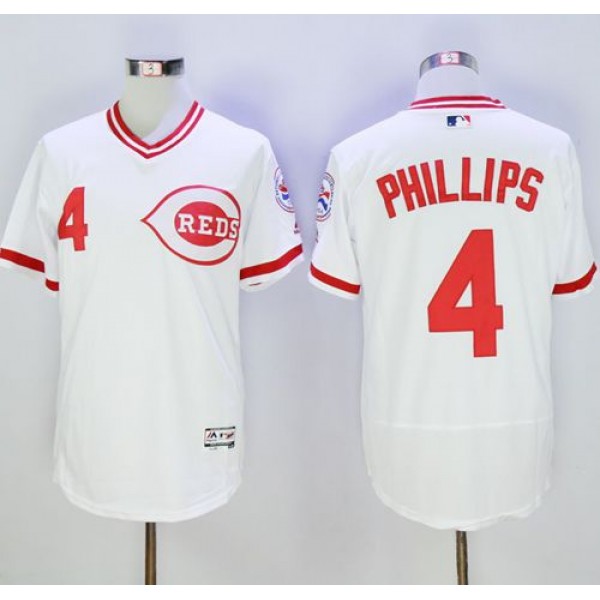 Reds #4 Brandon Phillips White Flexbase Authentic Collection Cooperstown Stitched Jersey