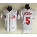 Reds #5 Johnny Bench White Flexbase Authentic Collection Stitched Jersey