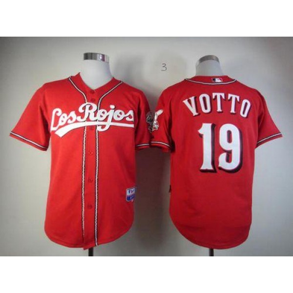 Reds #19 Joey Votto Red Alternate Los Rojos Cool Base Stitched Jersey