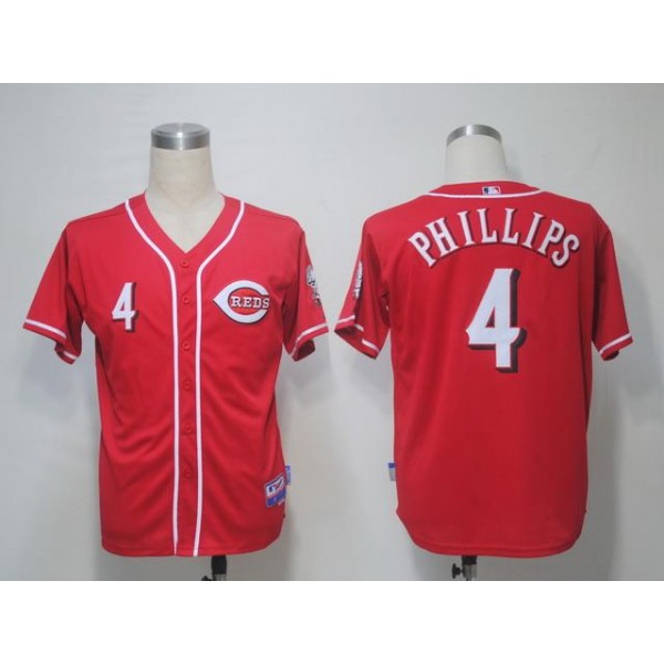 Reds #4 Brandon Phillips Red Cool Base Stitched Jersey