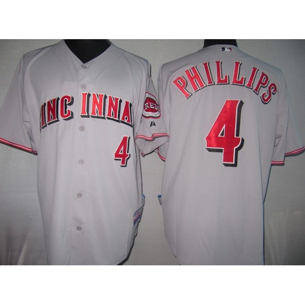 Reds #4 Brandon Phillips Grey Cool Base Stitched Jersey