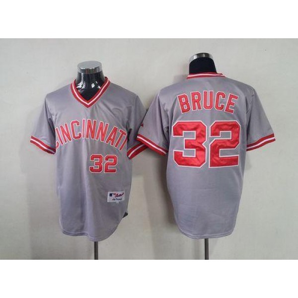 Reds #32 Jay Bruce Grey 1991 Turn Back The Clock Stitched Jersey