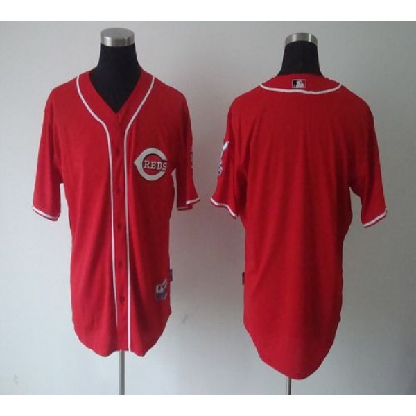 Reds Blank Red Cool Base Stitched Jersey