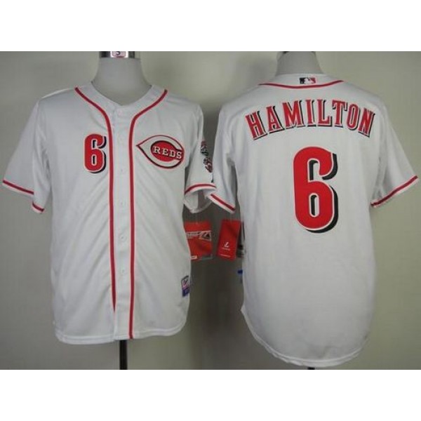 Reds #6 Billy Hamilton White Cool Base Stitched Jersey