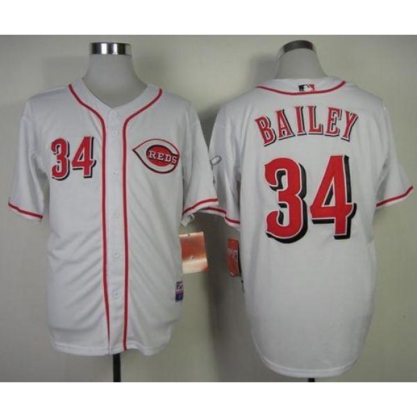 Reds #34 Homer Bailey White Cool Base Stitched Jersey