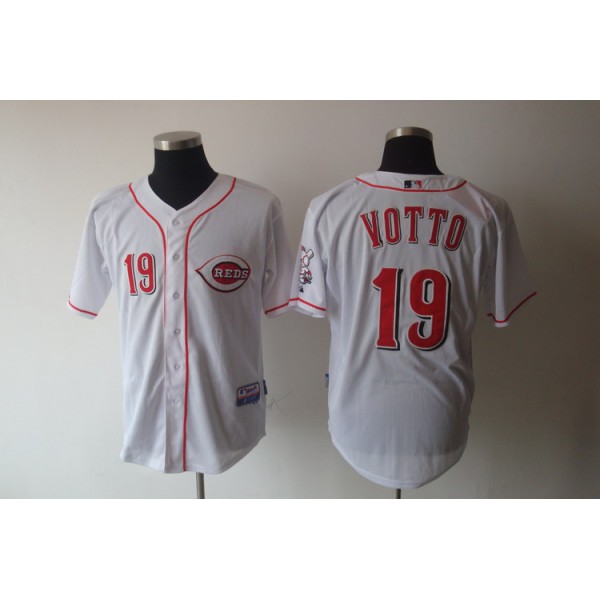 Reds #19 Joey Votto White Cool Base Stitched Jersey