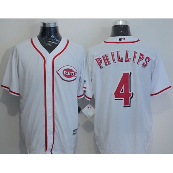 Reds #4 Brandon Phillips White New Cool Base Stitched Jersey