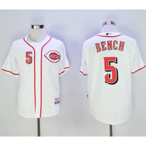 Reds #5 Johnny Bench White Cool Base Stitched Jersey