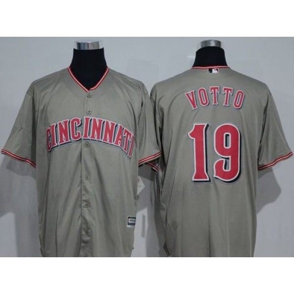 Reds #19 Joey Votto Grey New Cool Base Stitched Jersey