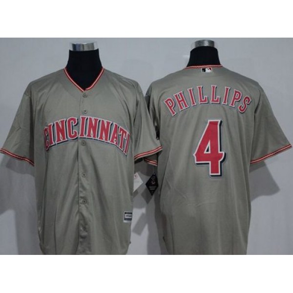 Reds #4 Brandon Phillips Grey New Cool Base Stitched Jersey