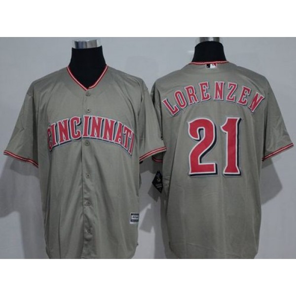 Reds #21 Michael Lorenzen Grey New Cool Base Stitched Jersey
