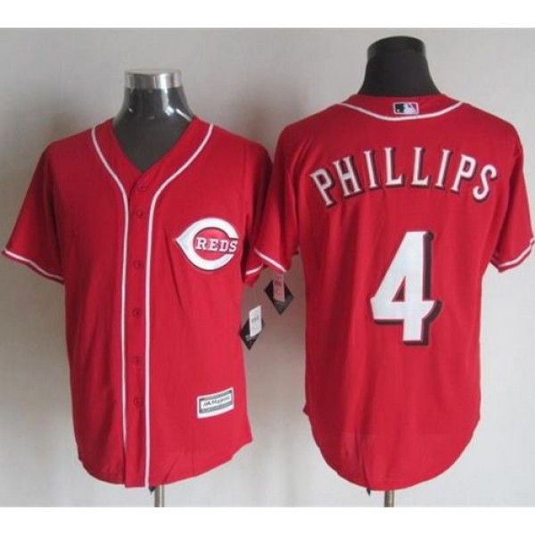 Reds #4 Brandon Phillips Red New Cool Base Stitched Jersey