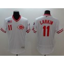 Reds #11 Barry Larkin White Flexbase Authentic Collection Cooperstown Stitched Jersey