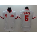 Reds #5 Johnny Bench White Flexbase Authentic Collection Cooperstown Stitched Jersey
