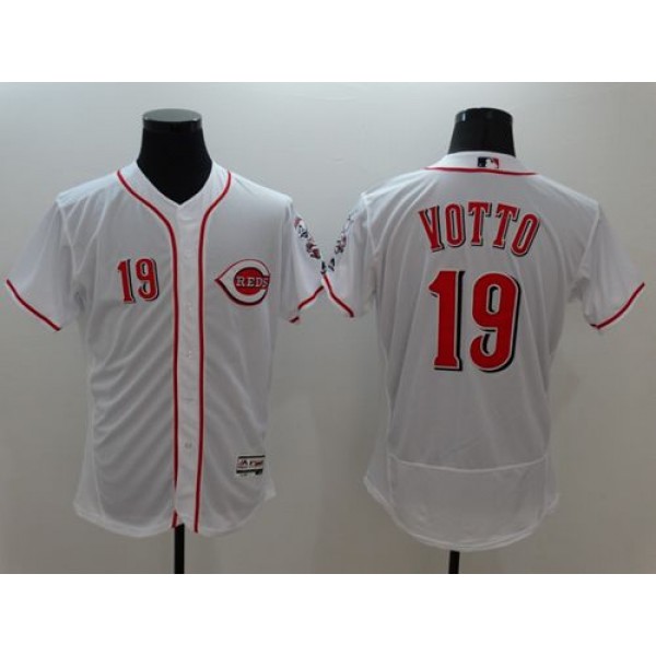 Reds #19 Joey Votto White Flexbase Authentic Collection Stitched Jersey