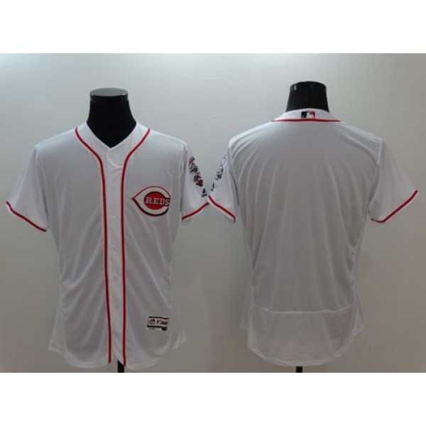 Reds Blank White Flexbase Authentic Collection Stitched Jersey