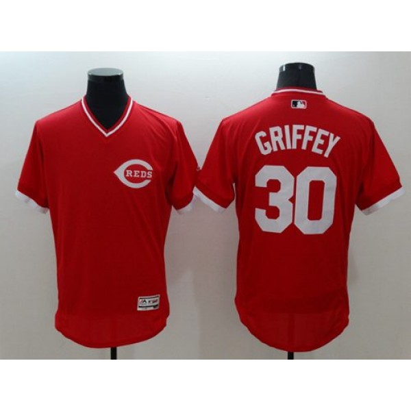 Reds #30 Ken Griffey Red Flexbase Authentic Collection Cooperstown Stitched Jersey