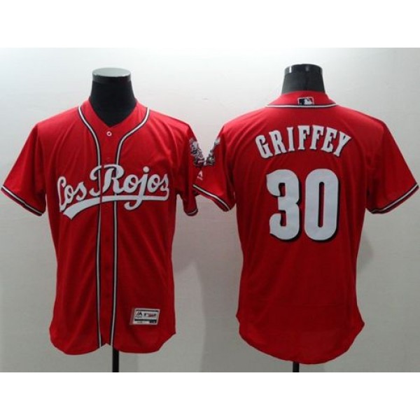 Reds #30 Ken Griffey Red Flexbase Authentic Collection Los Rojos Stitched Jersey