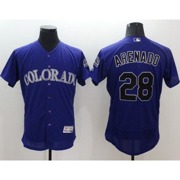 Rockies #28 Nolan Arenado Purple Flexbase Authentic Collection Stitched Jersey