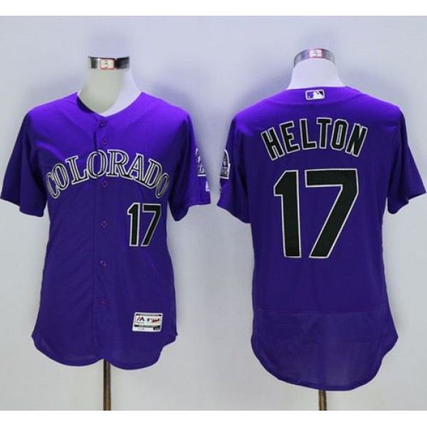 Rockies #17 Todd Helton Purple Flexbase Authentic Collection Stitched Jersey