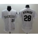 Rockies #28 Nolan Arenado White Strip Flexbase Authentic Collection Stitched Jersey