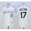 Rockies #17 Todd Helton White Strip Flexbase Authentic Collection Stitched Jersey