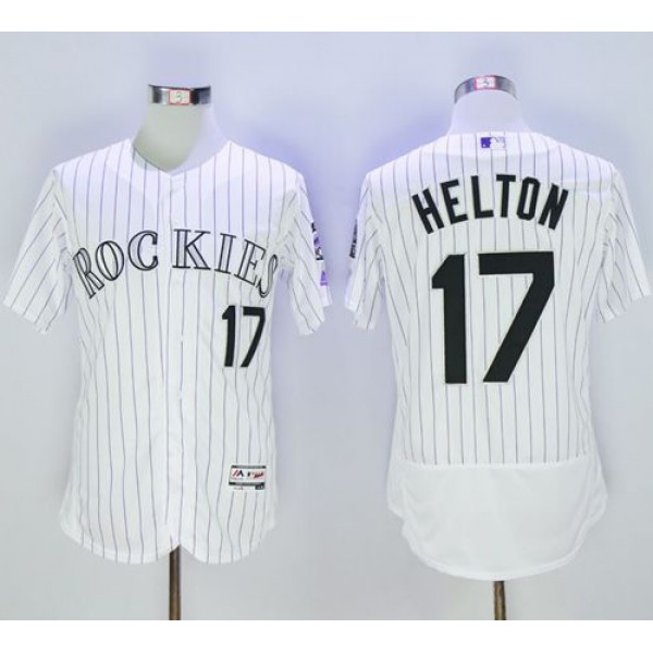 Rockies #17 Todd Helton White Strip Flexbase Authentic Collection Stitched Jersey