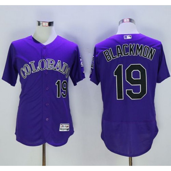 Rockies #19 Charlie Blackmon Purple Flexbase Authentic Collection Stitched Jersey