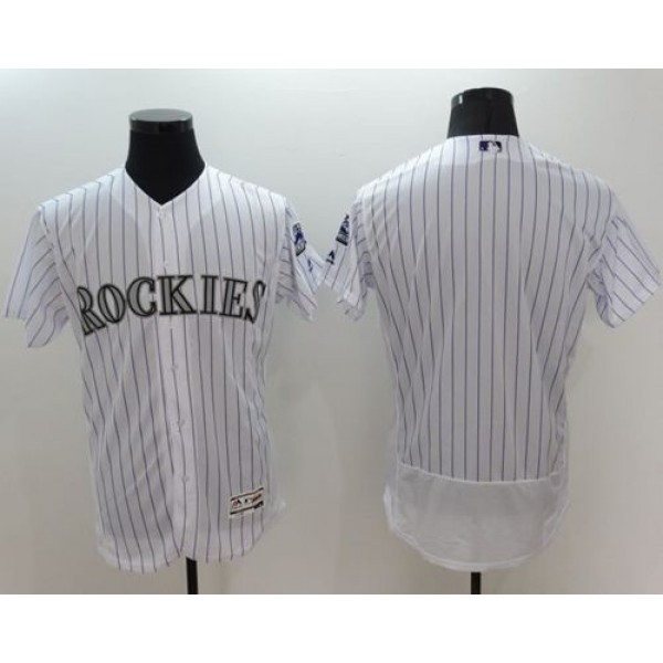 Rockies Blank White Flexbase Authentic Collection Stitched Jersey