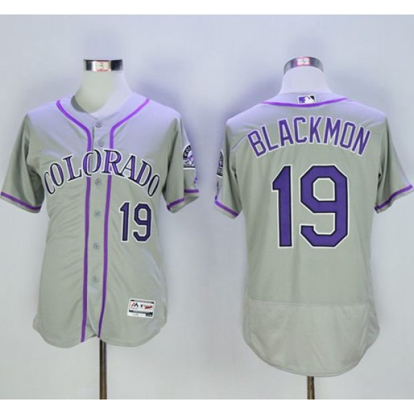 Rockies #19 Charlie Blackmon Grey Flexbase Authentic Collection Stitched Jersey