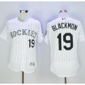 Rockies #19 Charlie Blackmon White Strip Flexbase Authentic Collection Stitched Jersey