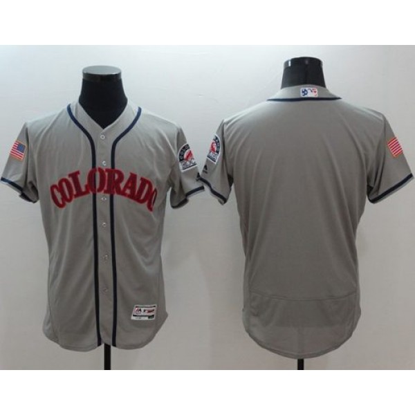 Rockies Blank Grey Fashion Stars Stripes Flexbase Authentic Stitched Jersey