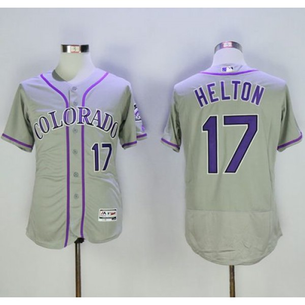 Rockies #17 Todd Helton Grey Flexbase Authentic Collection Stitched Jersey