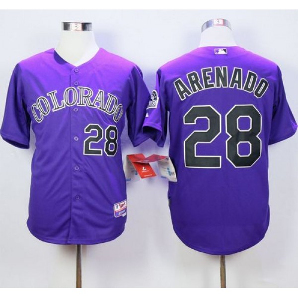 Rockies #28 Nolan Arenado Purple Cool Base Stitched Jersey