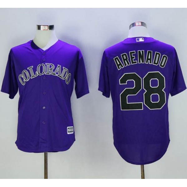 Rockies #28 Nolan Arenado Purple New Cool Base Stitched Jersey