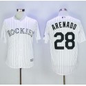 Rockies #28 Nolan Arenado White Strip New Cool Base Stitched Jersey