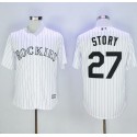 Rockies #27 Trevor Story White Strip New Cool Base Stitched Jersey