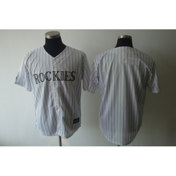 Rockies Blank White Strip Cool Base Stitched Jersey