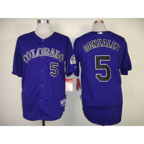 Rockies #5 Carlos Gonzalez Purple Cool Base Stitched Jersey