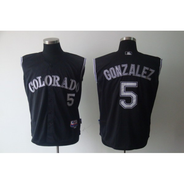 Rockies #5 Carlos Gonzalez Black Vest Style Stitched Jersey