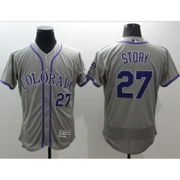 Rockies #27 Trevor Story Grey Flexbase Authentic Collection Stitched Jersey