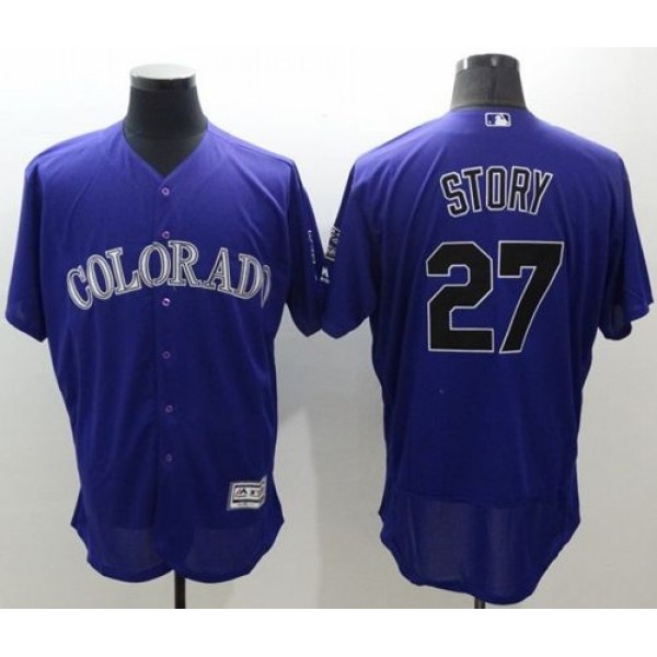 Rockies #27 Trevor Story Purple Flexbase Authentic Collection Stitched Jersey