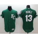 Royals #13 Salvador Perez Green Celtic Flexbase Authentic Collection Stitched Jersey