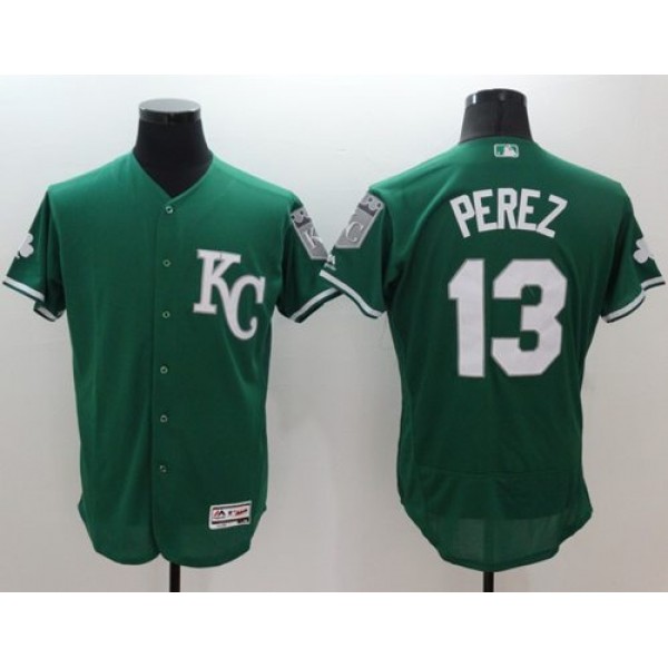Royals #13 Salvador Perez Green Celtic Flexbase Authentic Collection Stitched Jersey